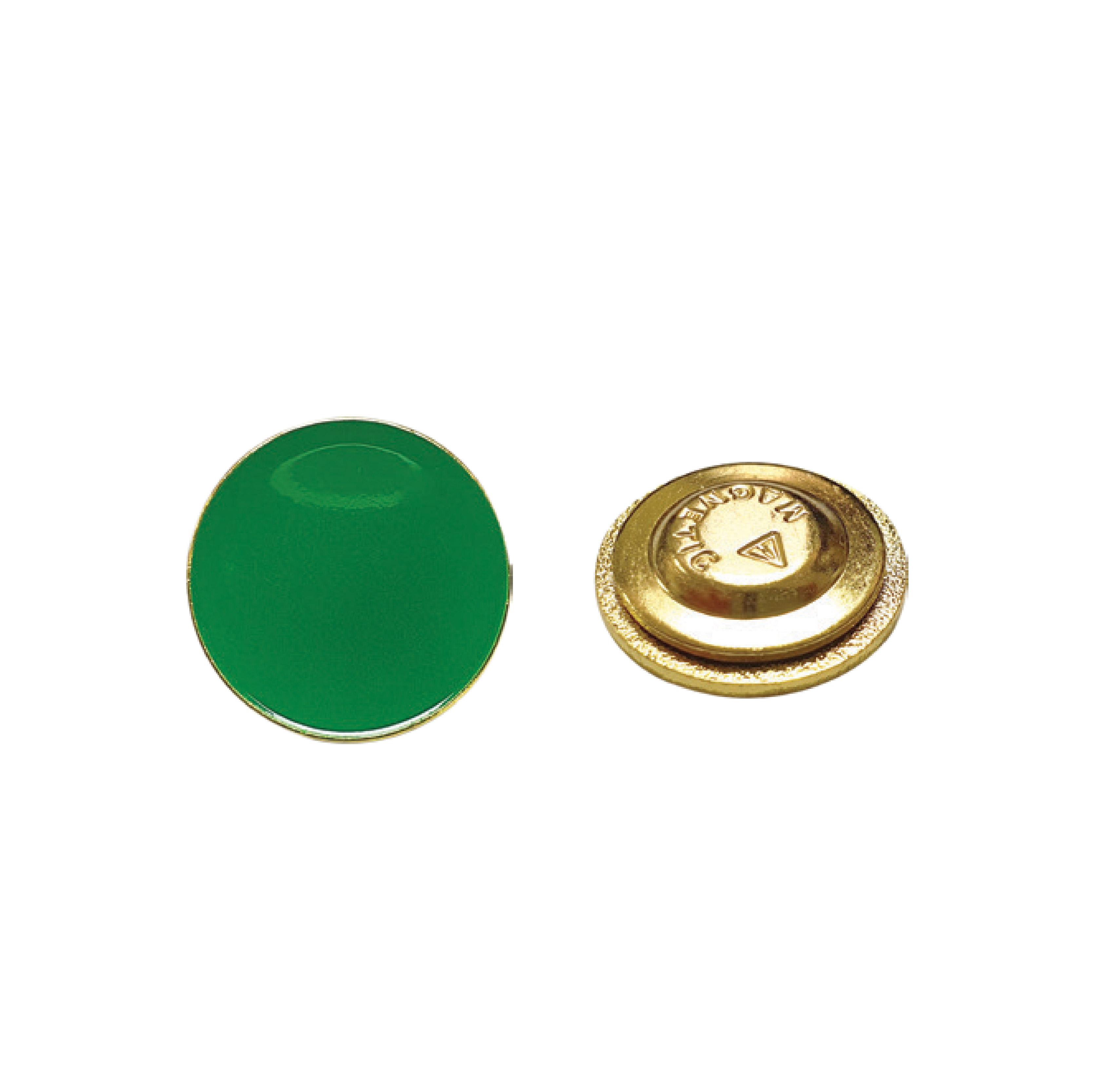 Gold Metal Badge With Enamel Green Round Design With Logo